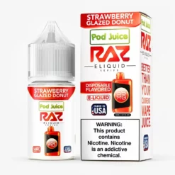 Strawberry Glazed Donut Nic Salt - Pod Juice x Raz E-Liquid